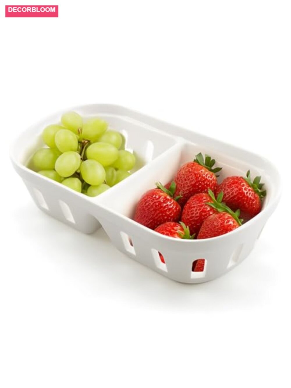 Ceramic Berry Basket, Square Fruit Bowl with Holes, Colander for Kitchen,